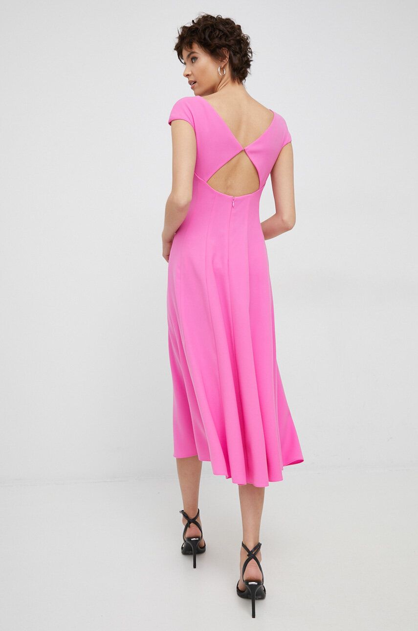 Šaty Emporio Armani růžová barva, midi - růžová -  100 % Polyester