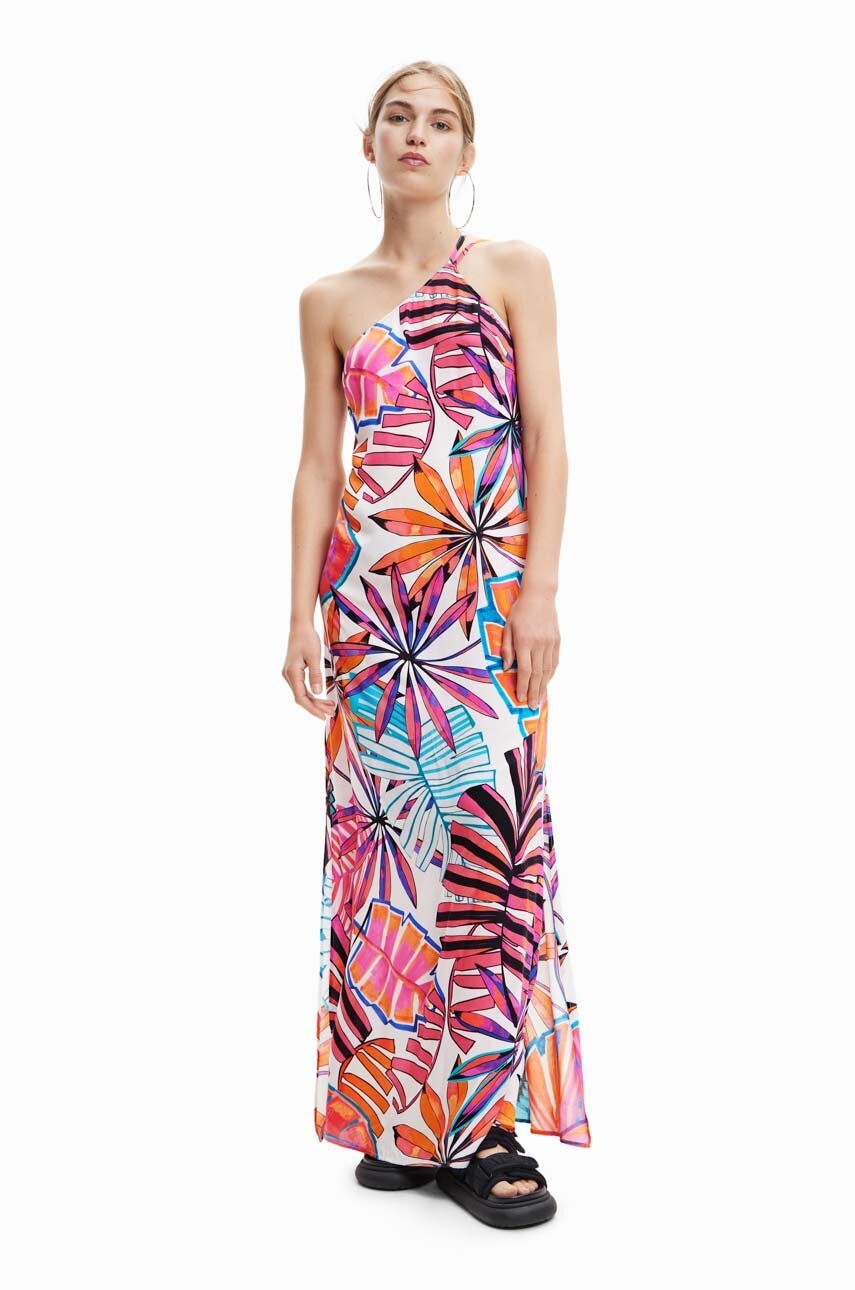 Desigual Rochie Culoarea Alb, Maxi, Drept