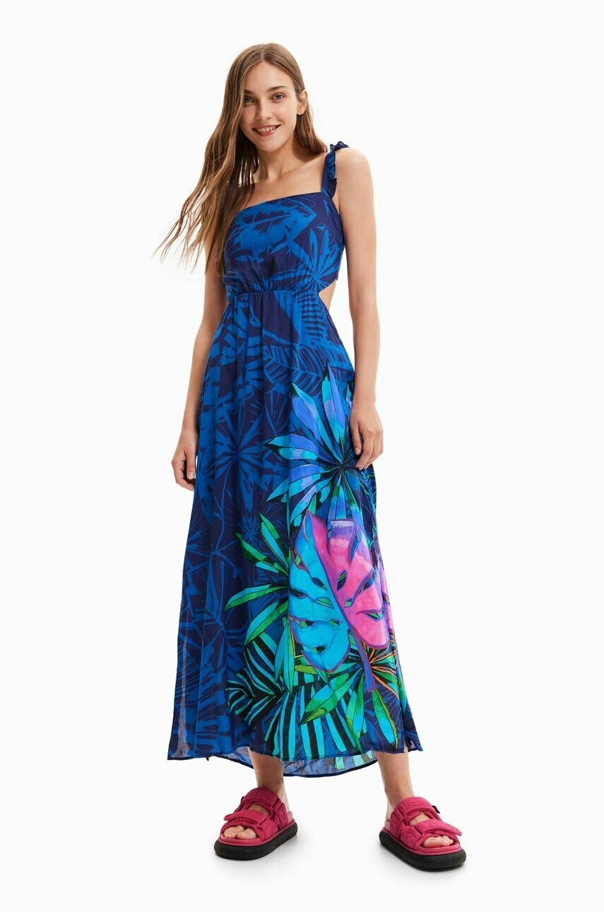 

Сукня Desigual колір синій maxi розкльошена
