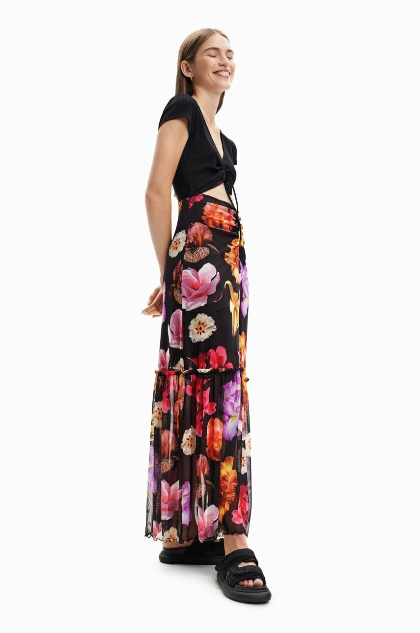 Сукня Desigual колір чорний maxi розкльошена