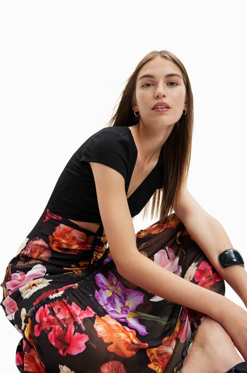 Сукня Desigual колір чорний maxi розкльошена