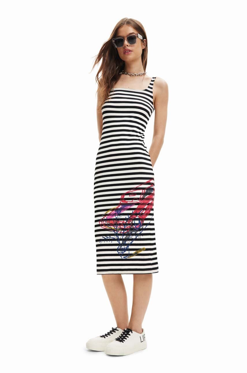 Desigual rochie culoarea alb, midi, mulata