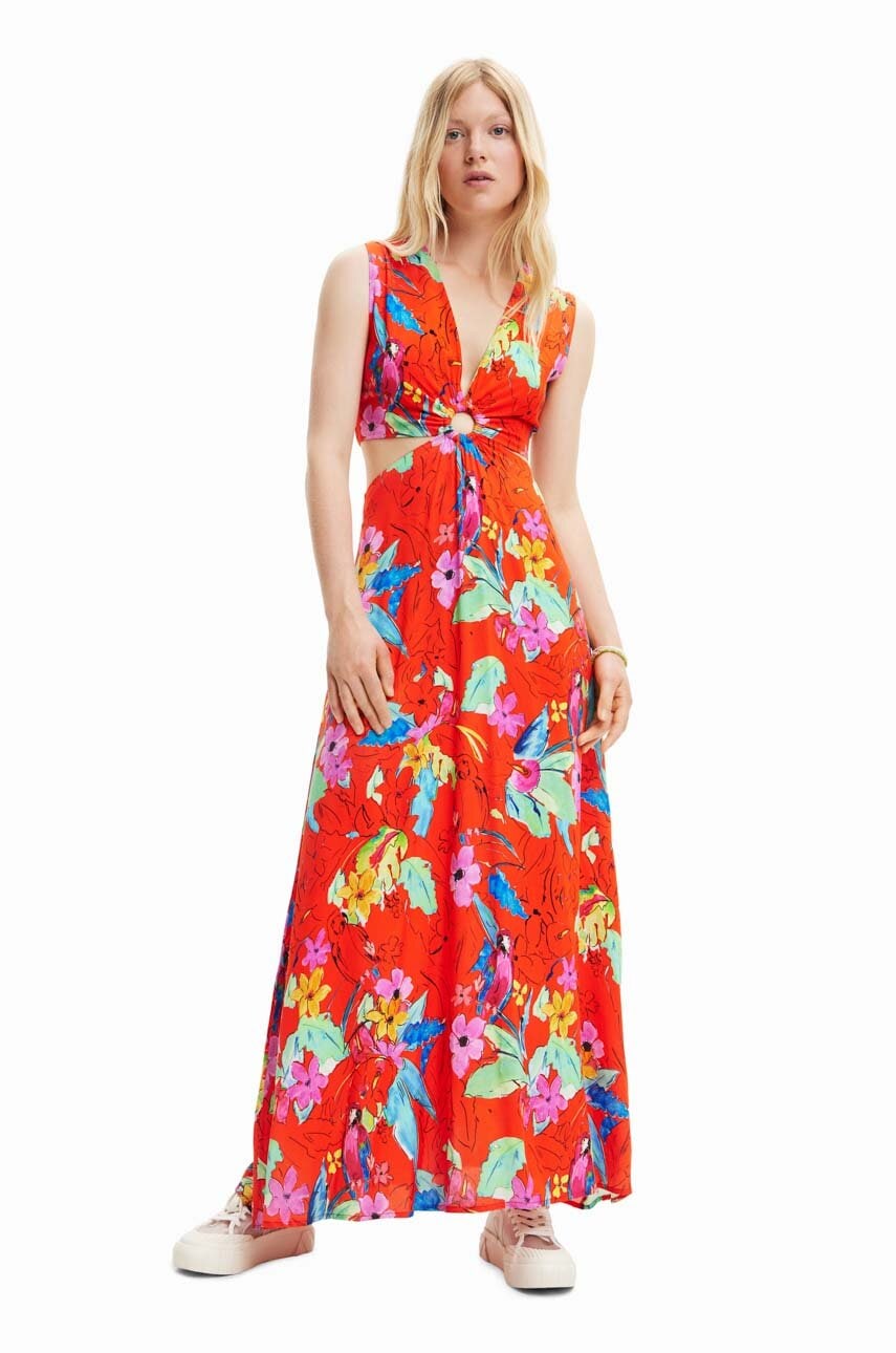 Desigual rochie culoarea rosu, maxi, evazati