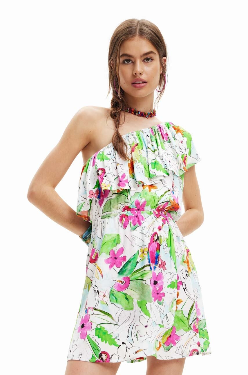 Desigual rochie culoarea alb, mini, drept