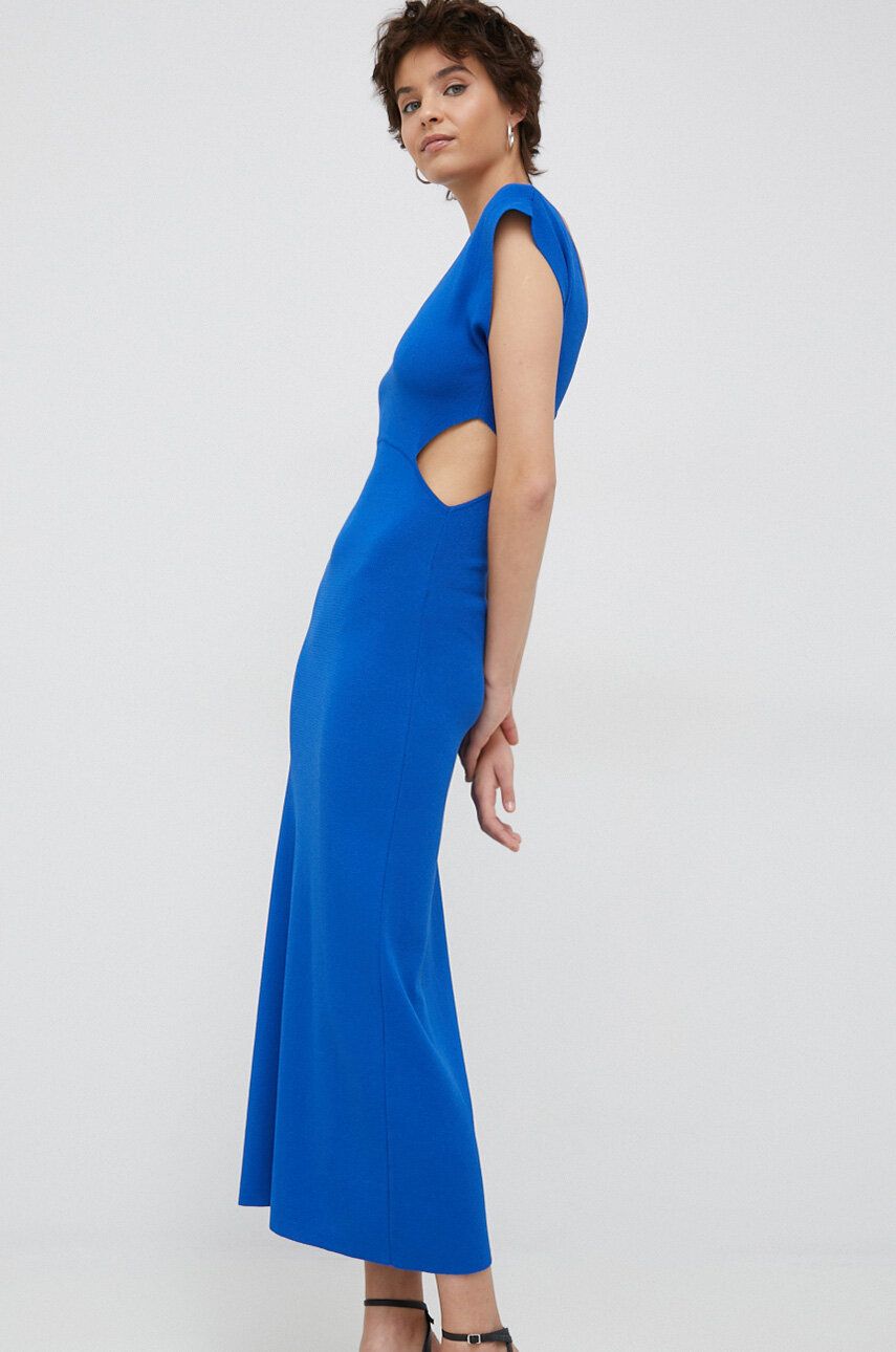 Šaty Sisley maxi - modrá -  55 % Viskóza