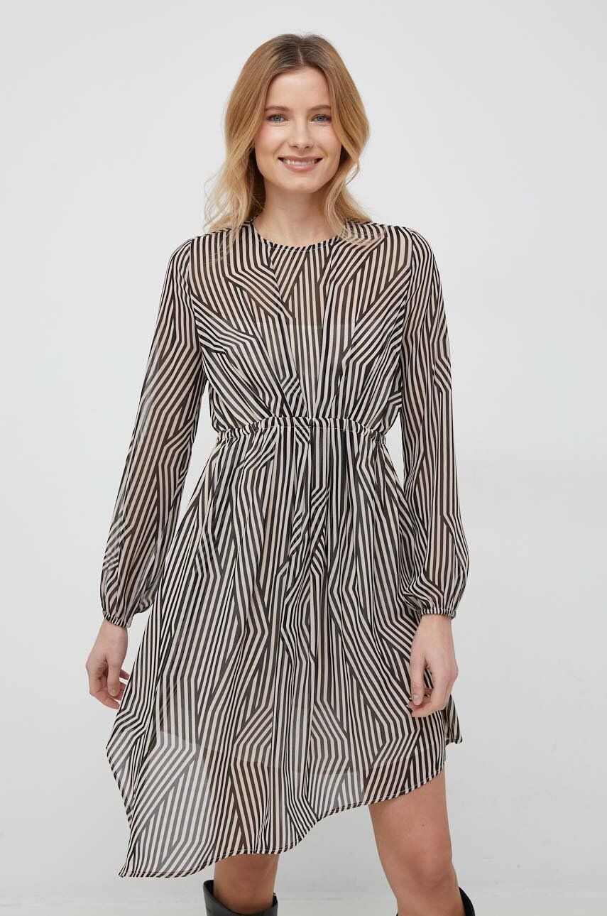 Šaty Sisley šedá barva, mini - šedá -  100 % Polyester
