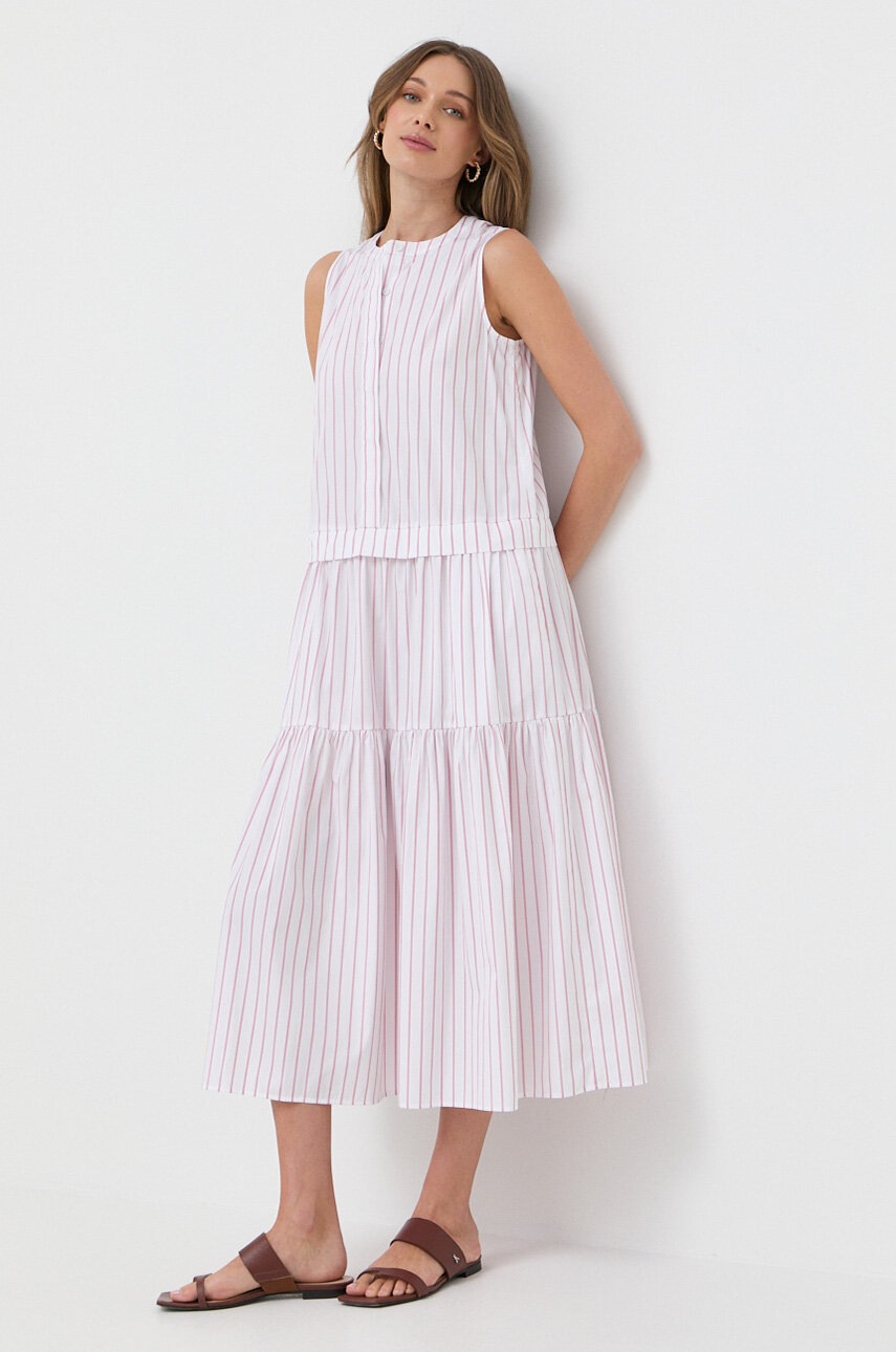 

Бавовняна сукня Max Mara Leisure колір білий midi розкльошена