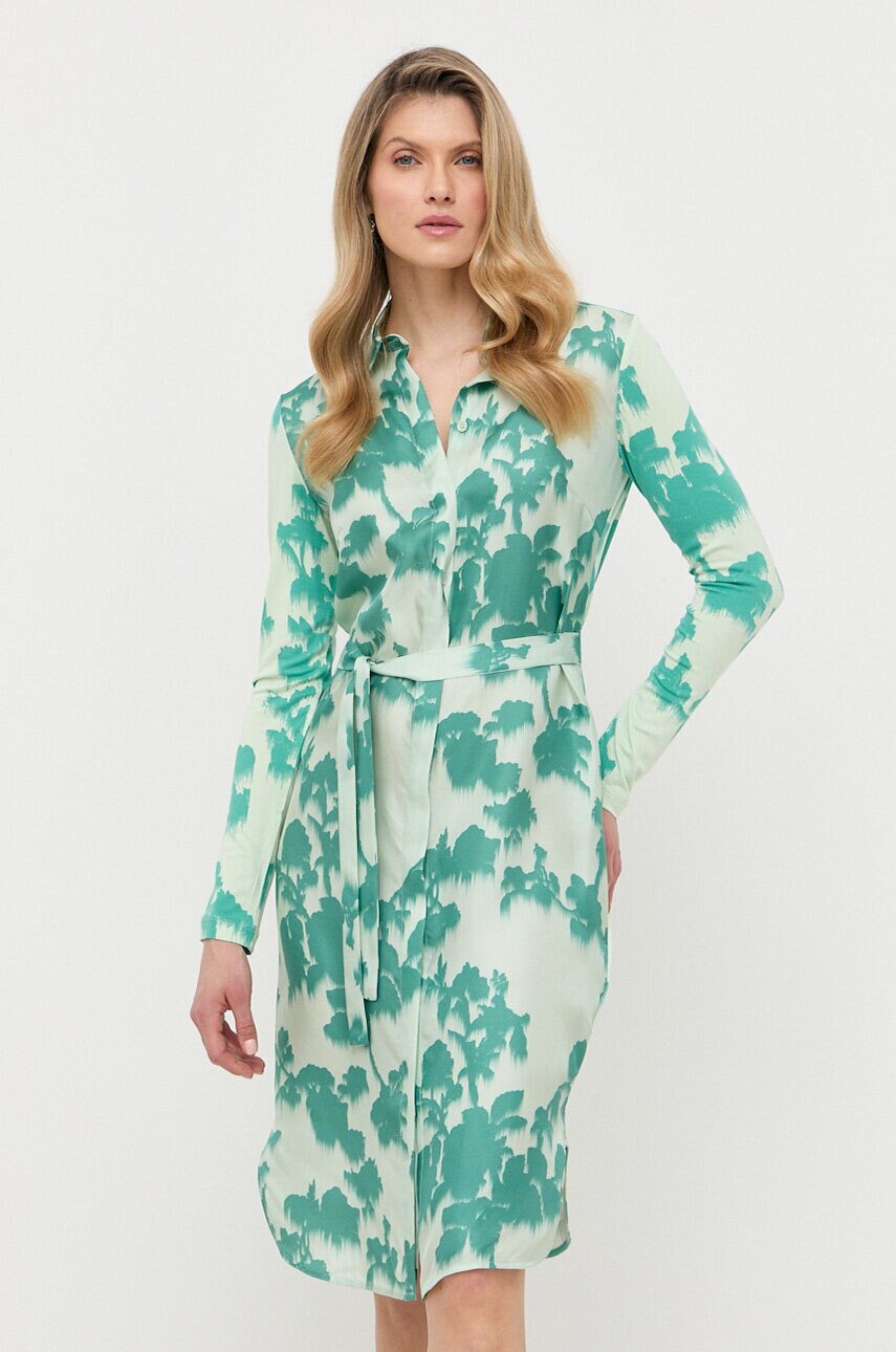 

Платье с примесью шелка Max Mara Leisure цвет зелёный mini расклешённая