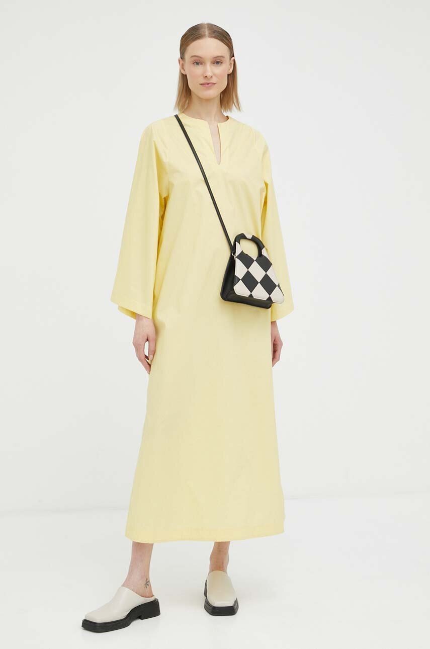 Bavlněné šaty By Malene Birger žlutá barva, maxi, oversize