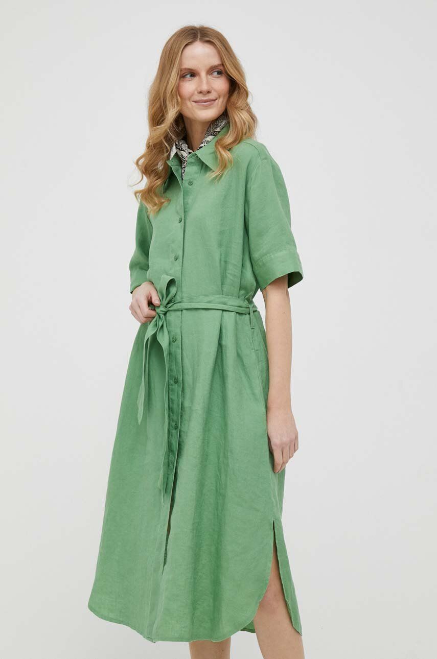 United Colors of Benetton rochie din in culoarea verde, midi, drept
