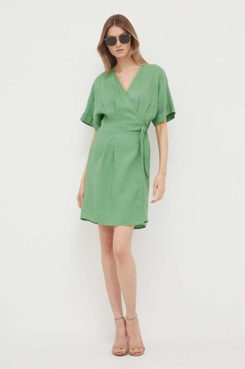 United Colors of Benetton rochie din in culoarea verde, mini, evazati