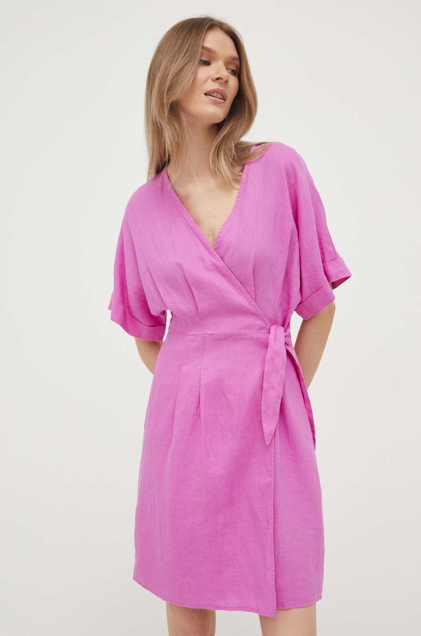 United Colors of Benetton rochie din in culoarea violet, mini, drept