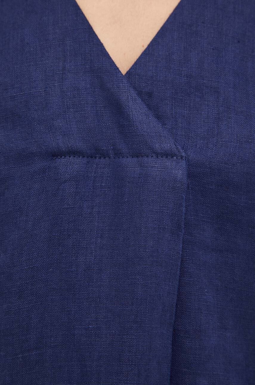 Льняна сукня United Colors of Benetton колір синій mini пряма