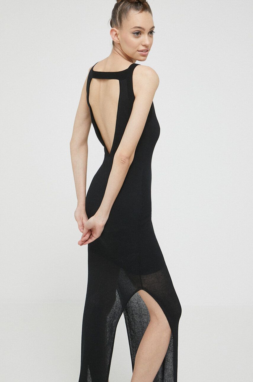 Šaty HUGO černá barva, maxi - černá -  Hlavní materiál: 87 % Bavlna