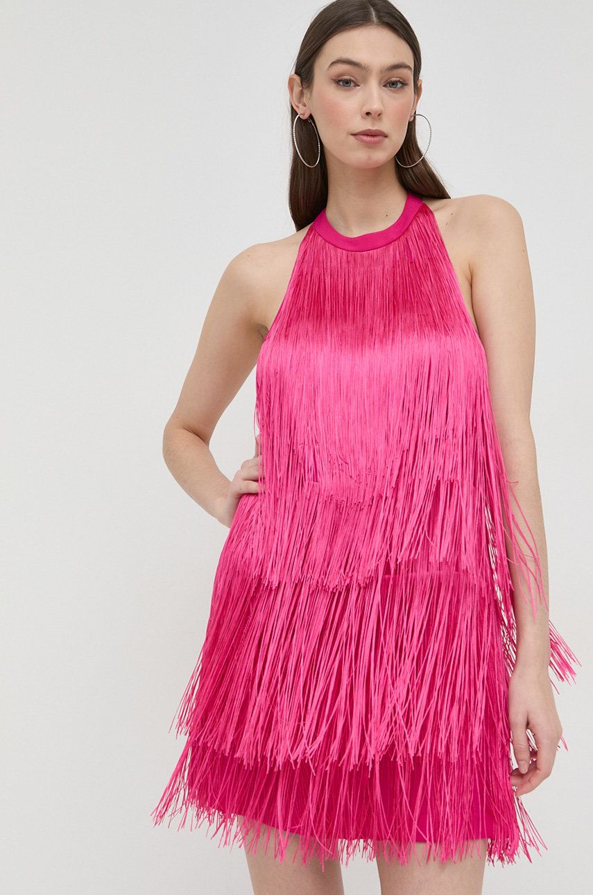 Šaty Pinko fialová barva, mini - fialová -  Materiál č. 1: 100 % Polyester Materiál č. 2: 