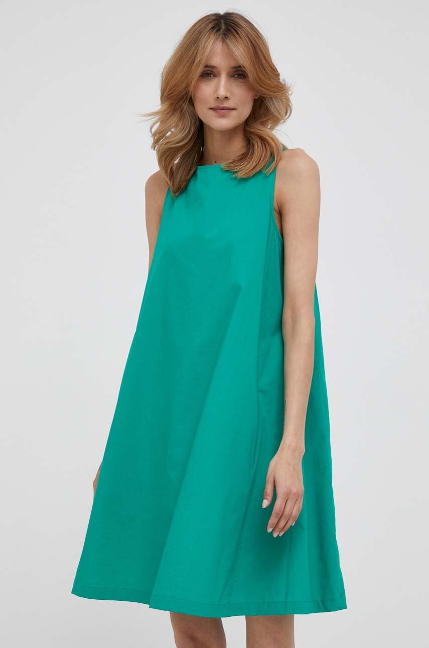 

Бавовняна сукня United Colors of Benetton колір зелений mini розкльошена