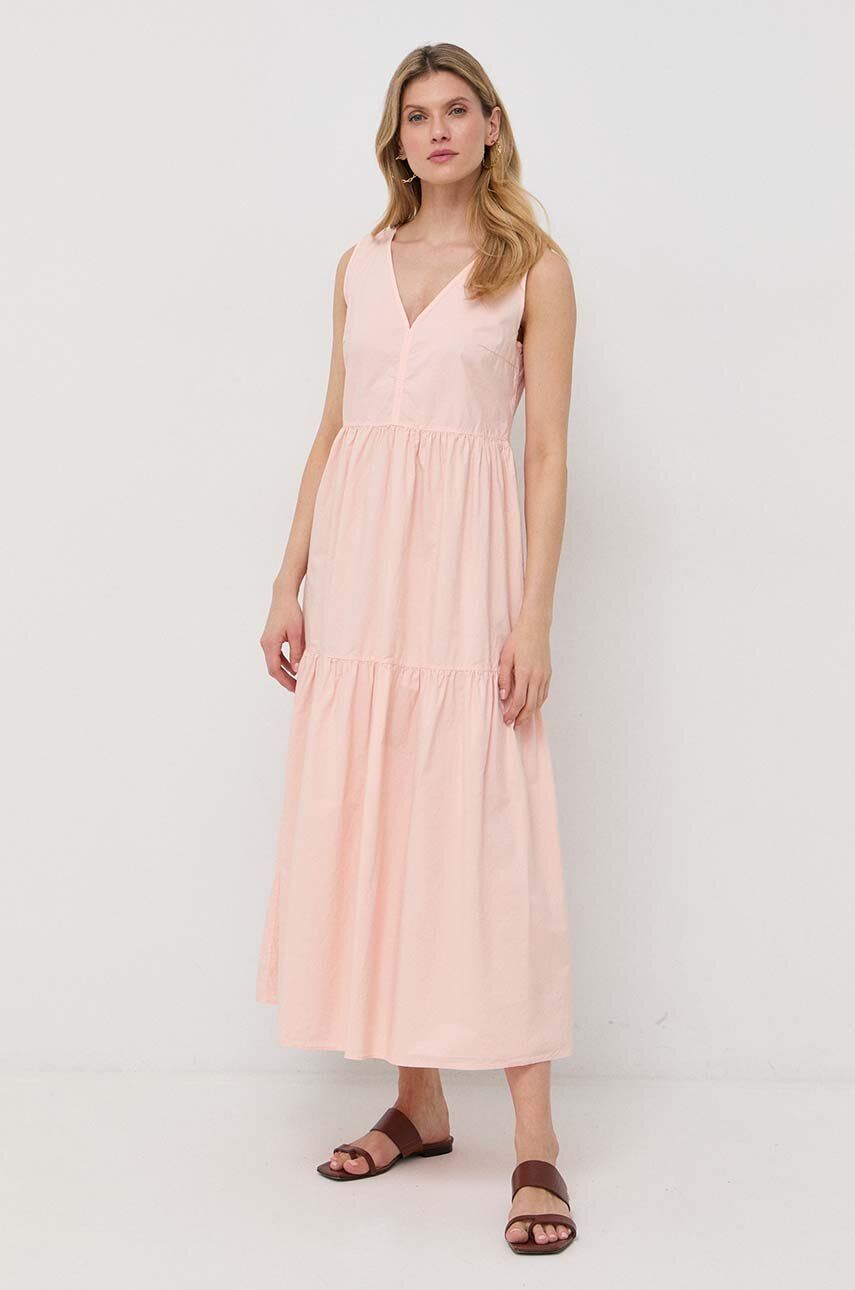 BOSS rochie din bumbac culoarea roz, maxi, evazati 2023 ❤️ Pret Super answear imagine noua 2022