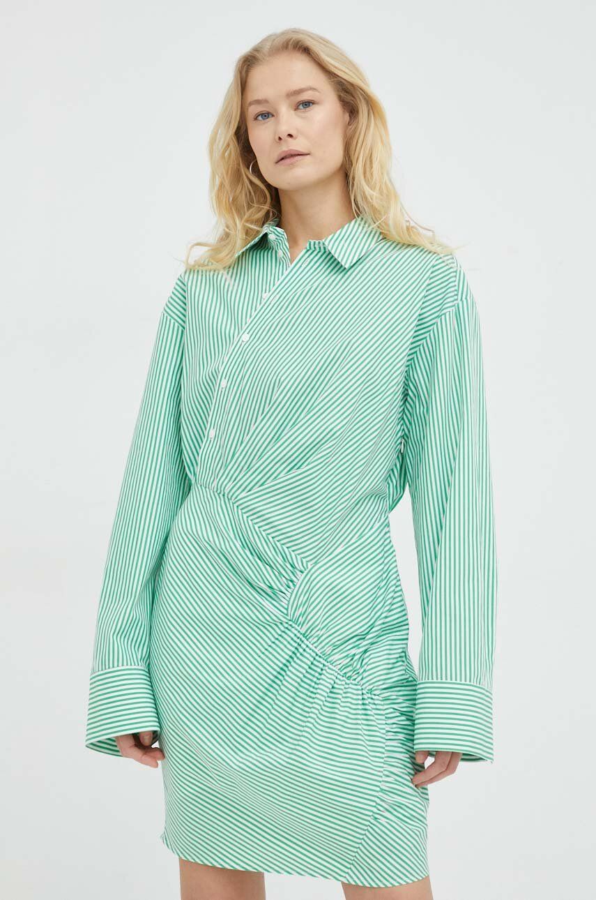 Bavlněné šaty Herskind zelená barva, mini - zelená -  Hlavní materiál: 100 % Bavlna s certifiká