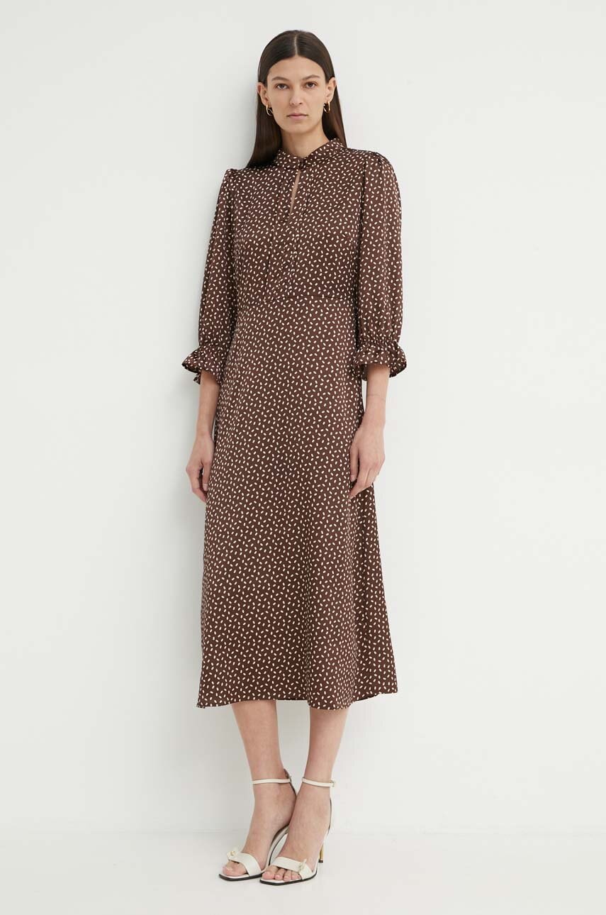 Bruuns Bazaar rochie Acacia Clarena culoarea bej, midi, dreaptă