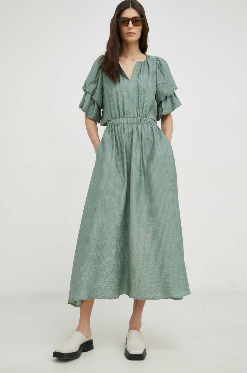 

Сукня Bruuns Bazaar Cyclamen Catelyn колір зелений maxi розкльошена