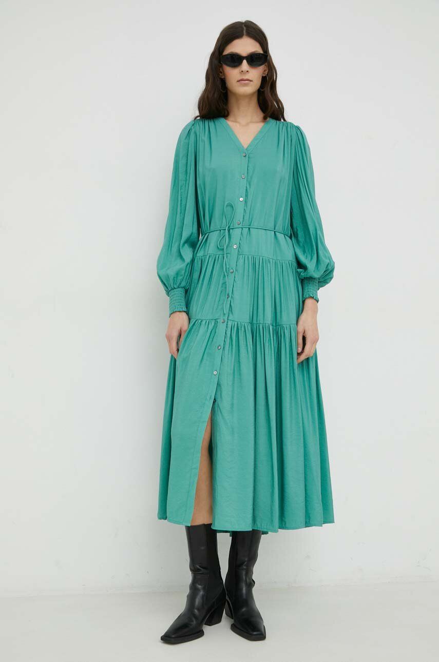 Šaty Bruuns Bazaar Rosebay Carline zelená barva, midi - zelená -  Hlavní materiál: 80 % LENZING