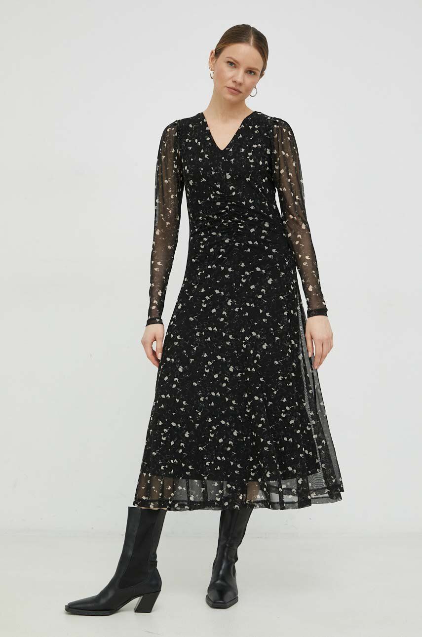 Bruuns Bazaar rochie culoarea negru, maxi, evazati