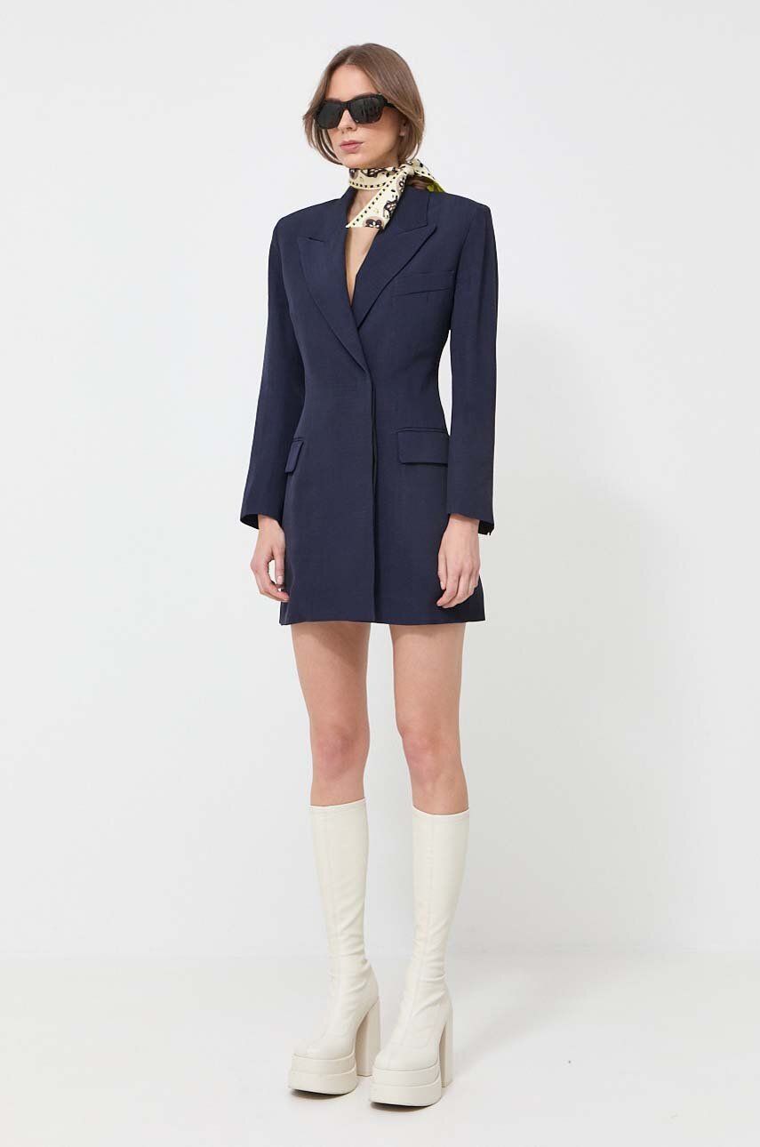 Šaty Victoria Beckham tmavomodrá barva, mini - námořnická modř - 100 % Viskóza