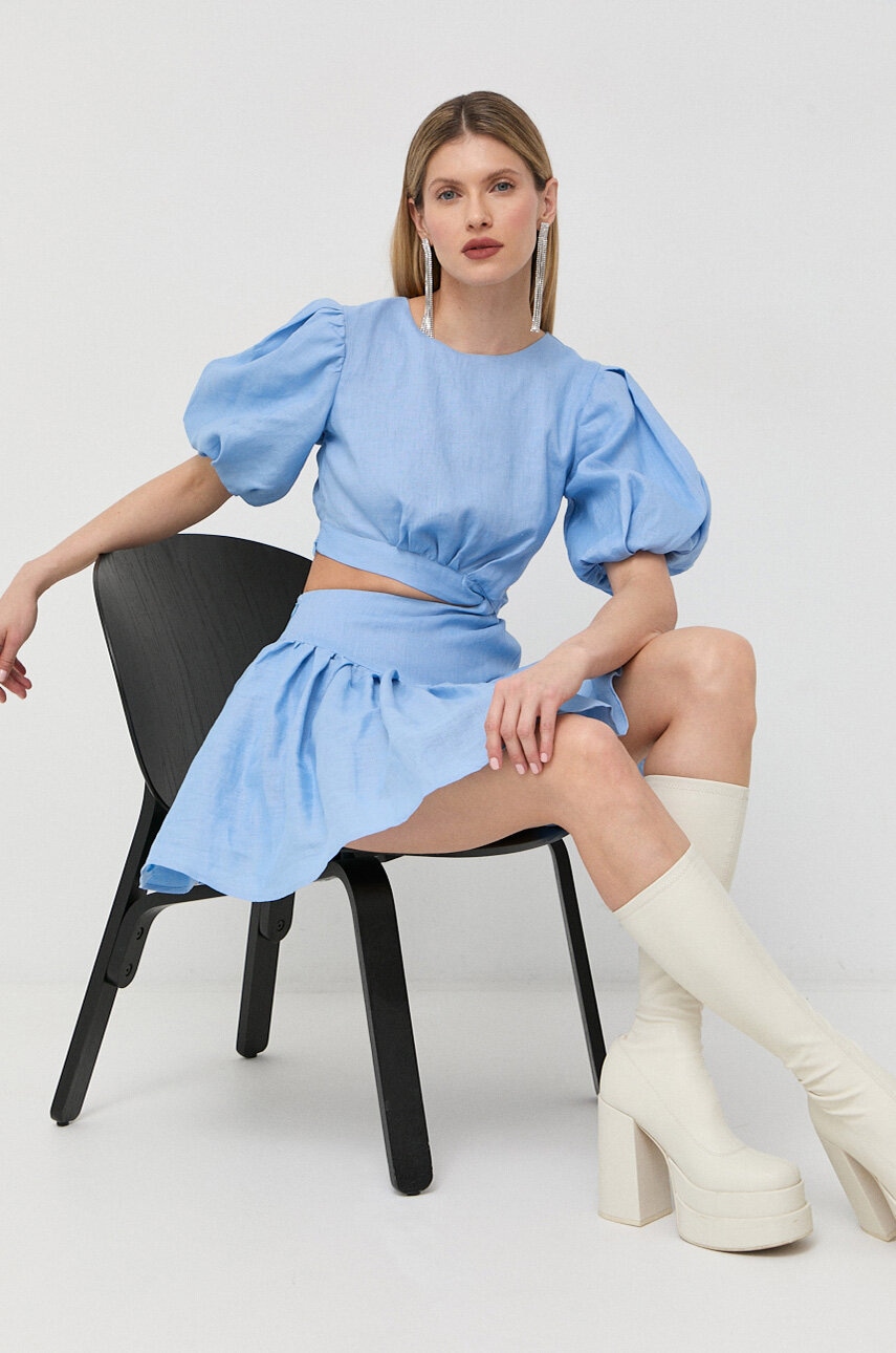 

Льняна сукня Bardot mini розкльошена