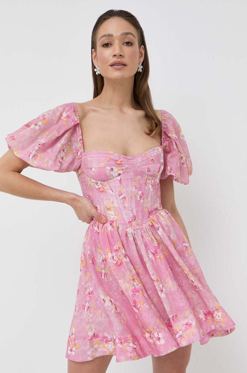 Bardot rochie culoarea roz, mini, evazati 2023 ❤️ Pret Super answear imagine noua 2022