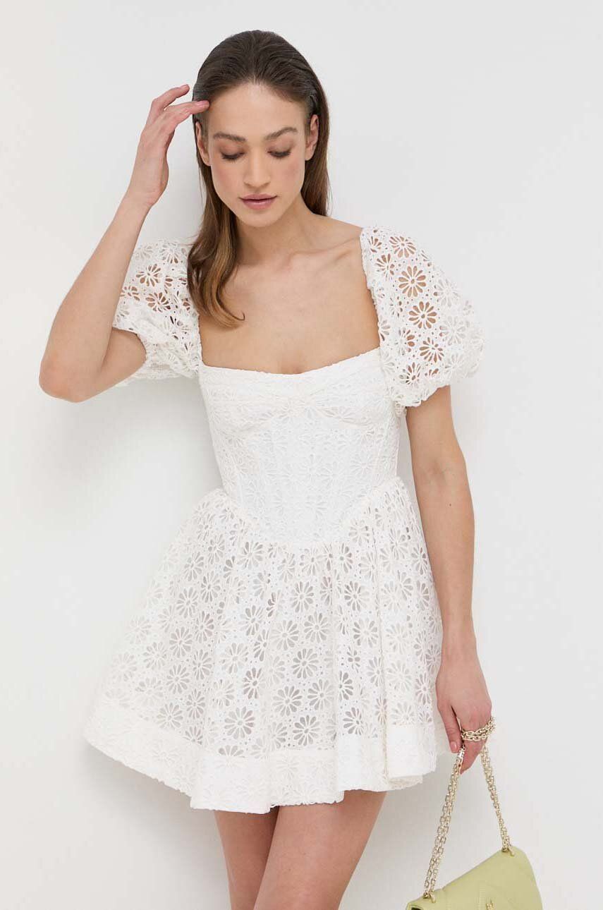 Bardot rochie din bumbac culoarea alb, mini, evazati 2023 ❤️ Pret Super answear imagine noua 2022