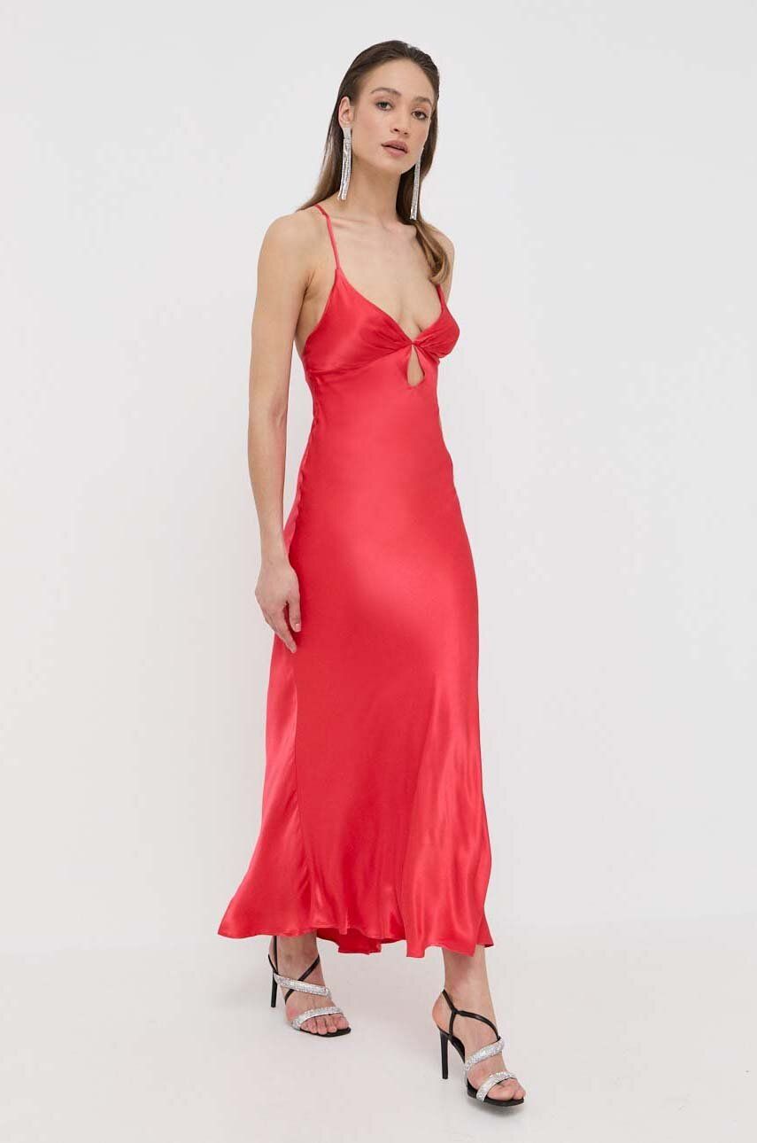 Bardot rochie culoarea rosu, maxi, drept