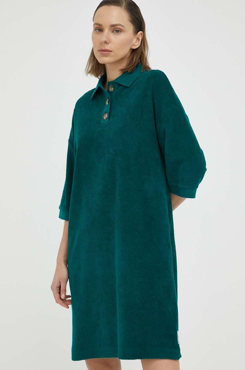 Marc O’Polo rochie din bumbac DENIM culoarea verde, mini, oversize answear.ro