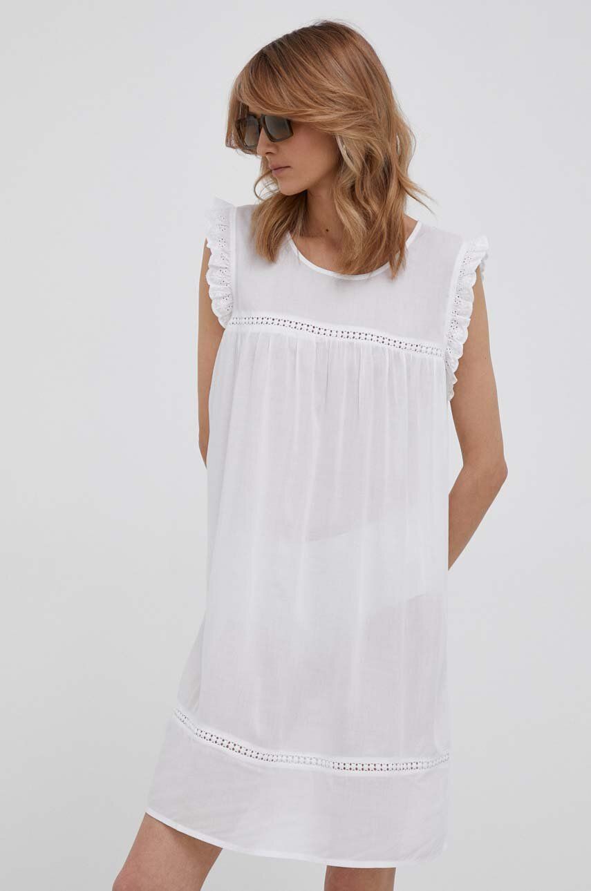 United Colors of Benetton rochie culoarea alb, mini, drept