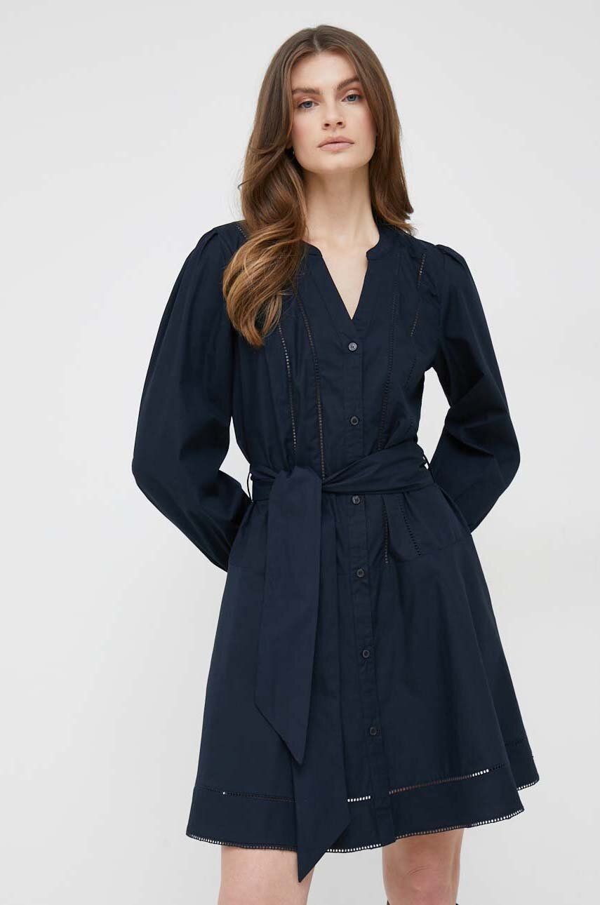 Bavlněné šaty Tommy Hilfiger tmavomodrá barva, mini - námořnická modř -  100 % Bavlna