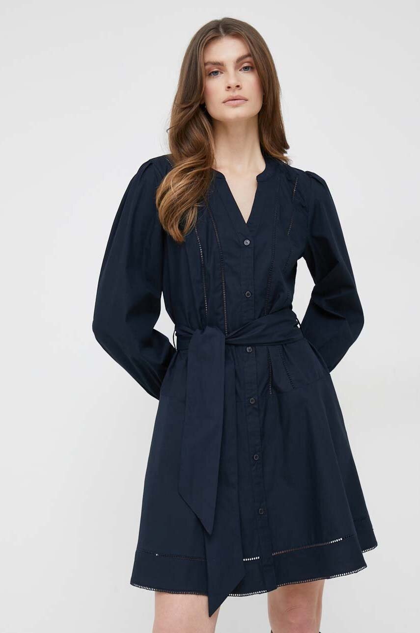 

Хлопковое платье Tommy Hilfiger цвет синий mini расклешённая