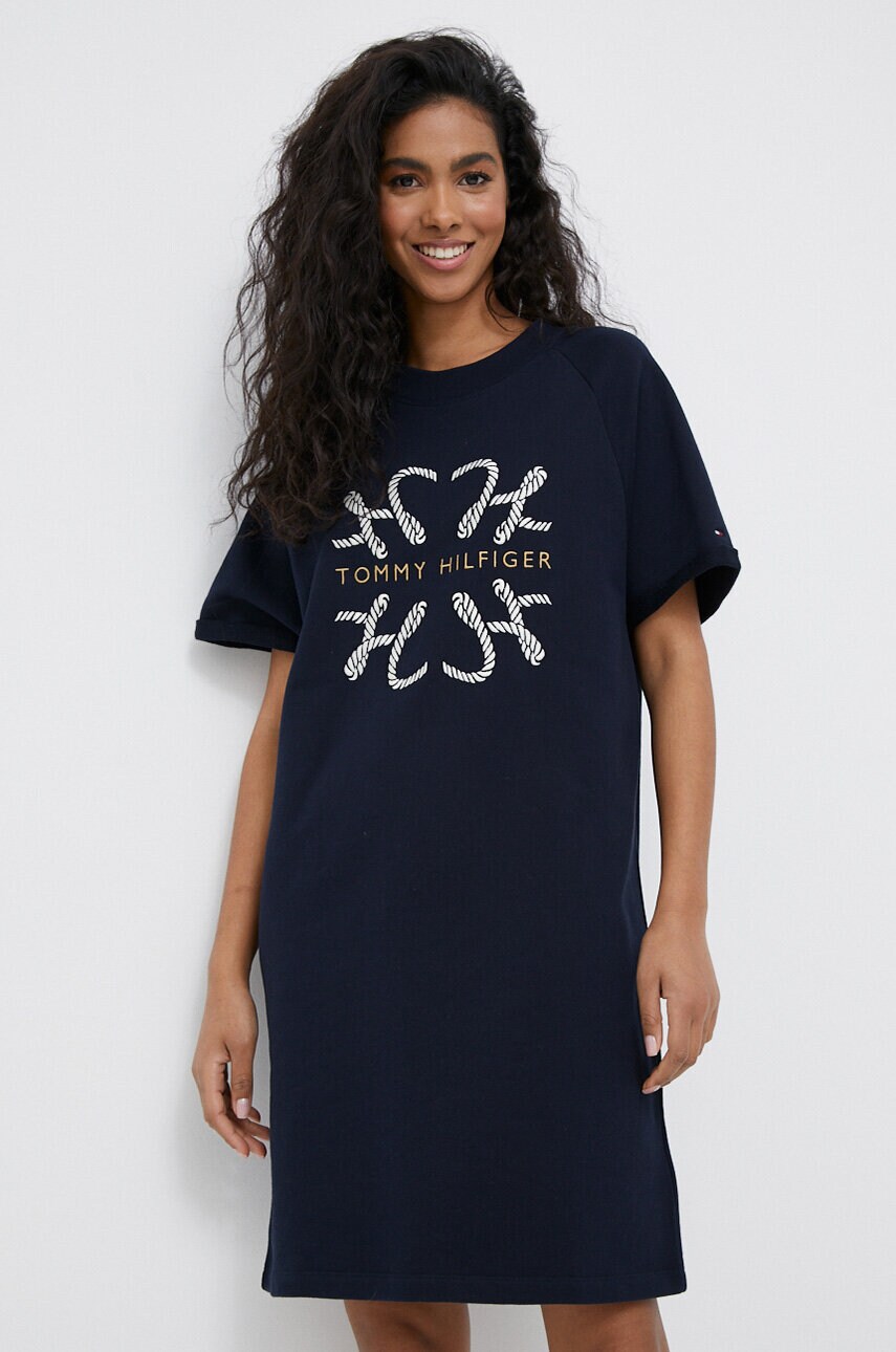 

Бавовняна сукня Tommy Hilfiger колір синій mini oversize