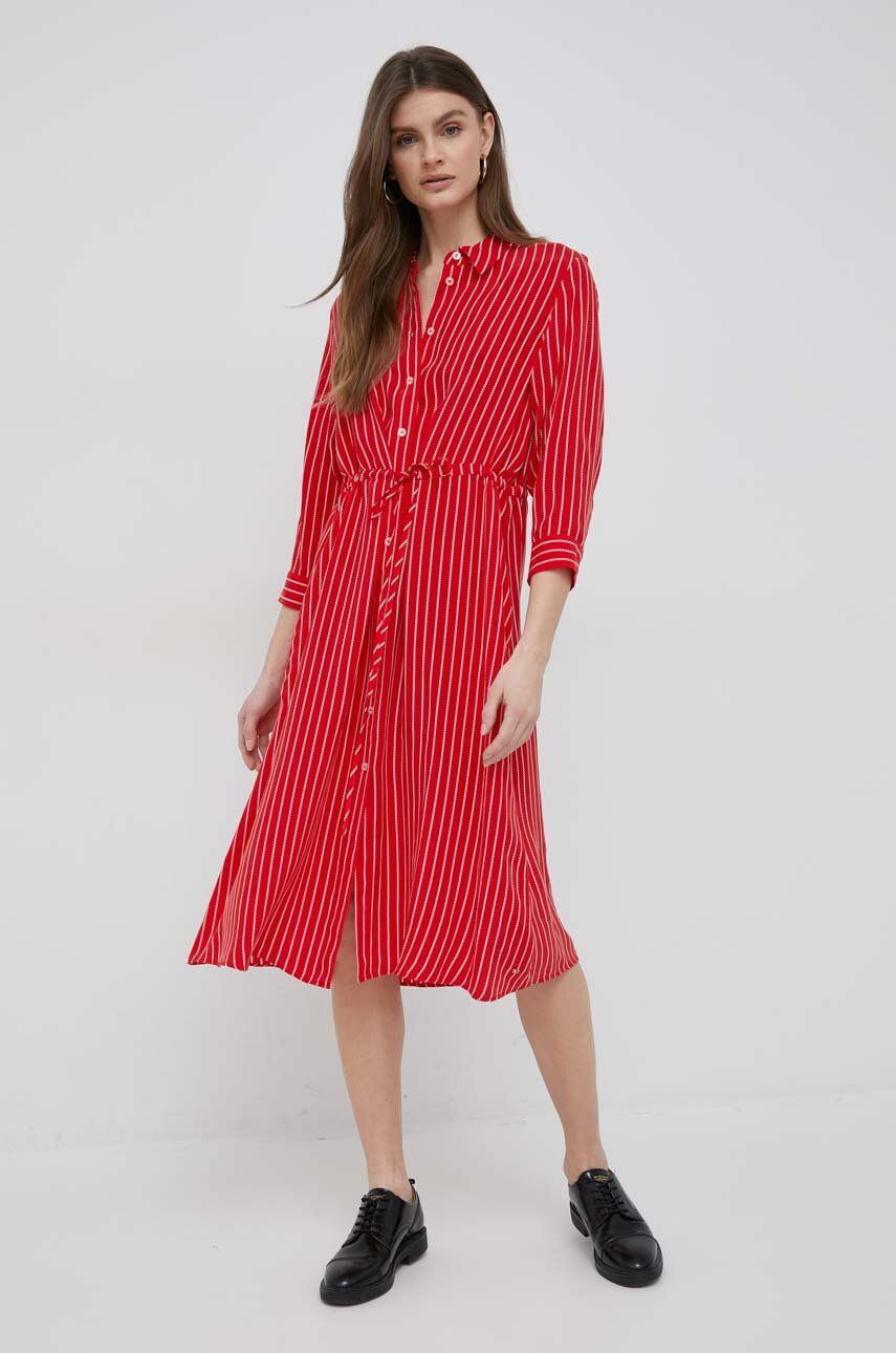 Šaty Tommy Hilfiger červená barva, mini - červená -  100 % Cupro