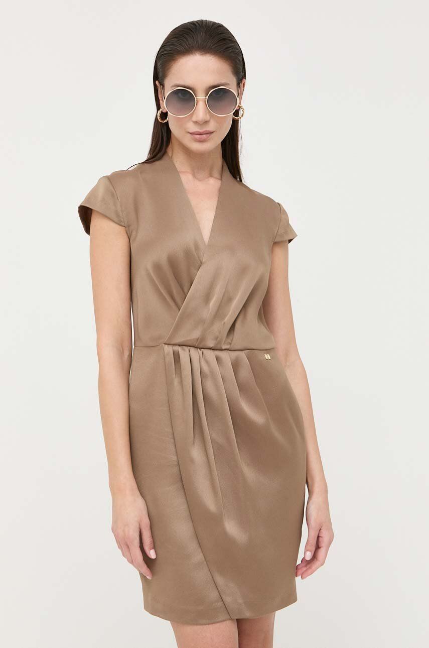 Šaty Marciano Guess hnědá barva, mini - hnědá -  100 % Polyester