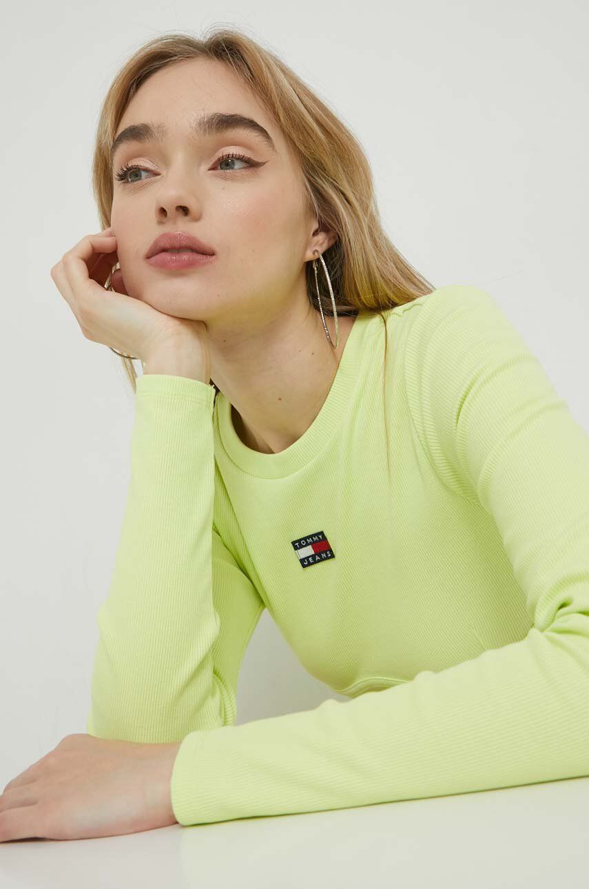 Сукня Tommy Jeans колір зелений mini облягаюча
