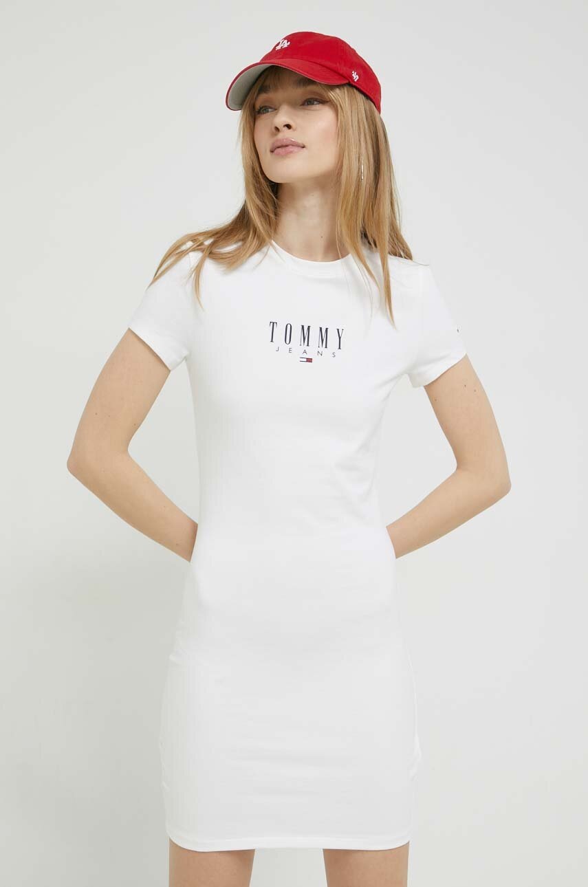 

Сукня Tommy Jeans колір бежевий mini облягаюча