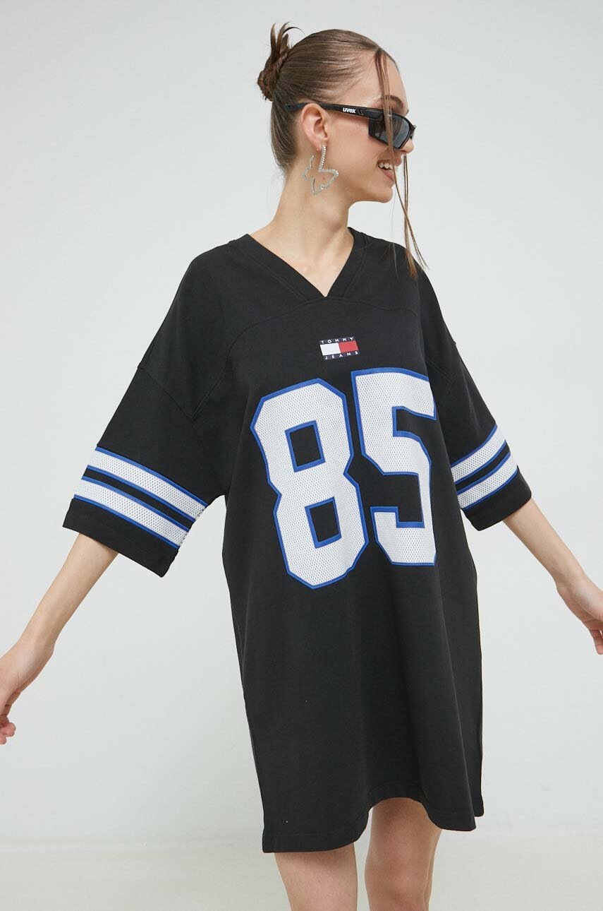 

Бавовняна сукня Tommy Jeans колір чорний mini oversize