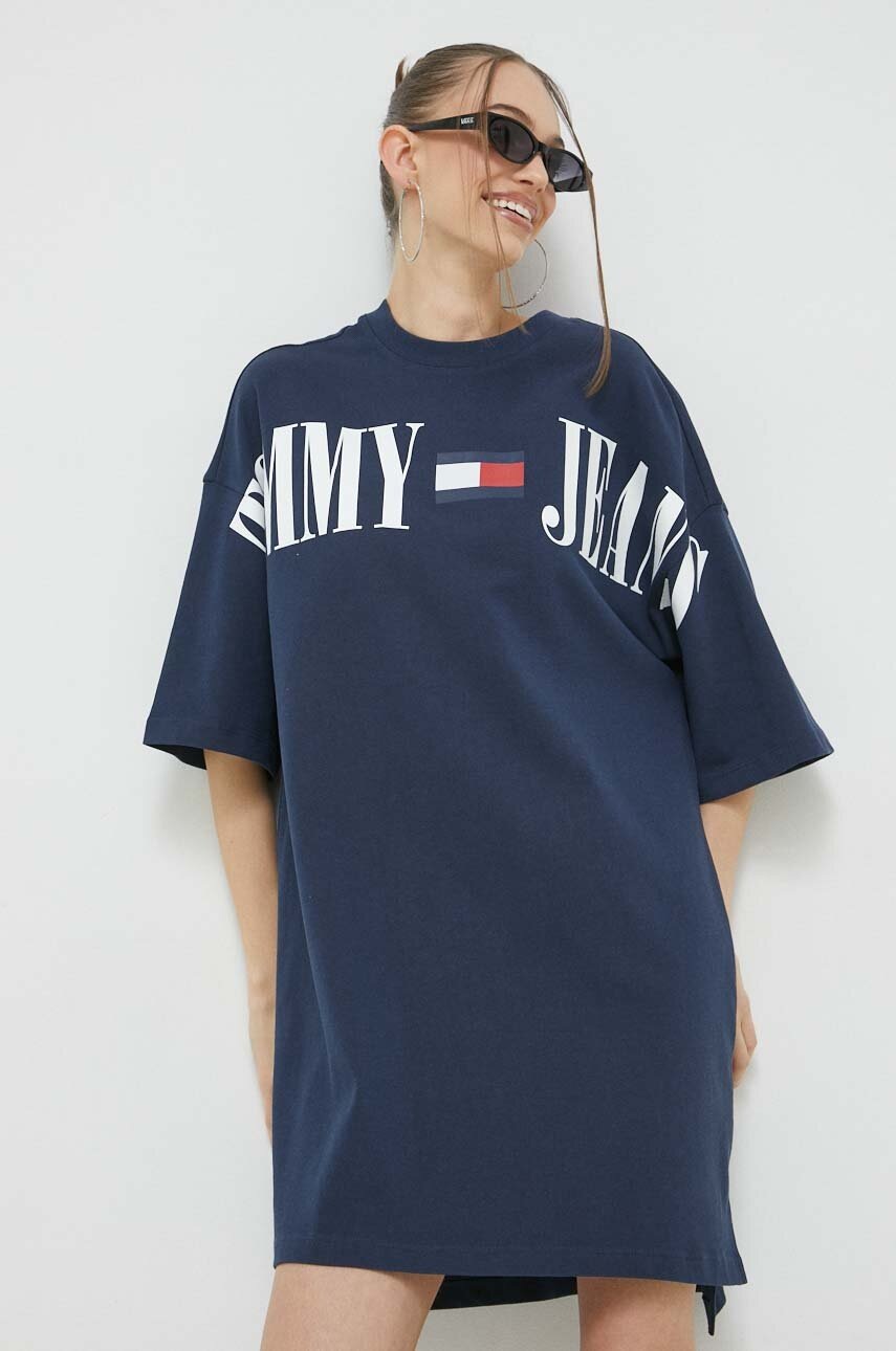 

Хлопковое платье Tommy Jeans цвет синий mini oversize