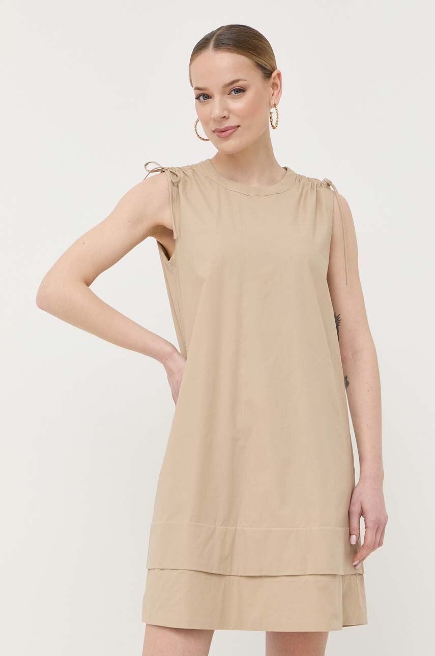 Šaty Marella béžová barva, mini, oversize - béžová -  95 % Bavlna