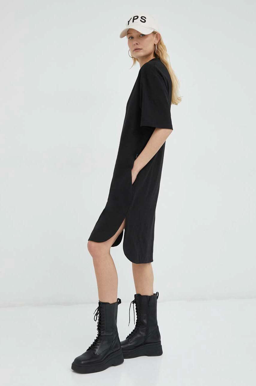 Levně Bavlněné šaty G-Star Raw černá barva, mini, oversize