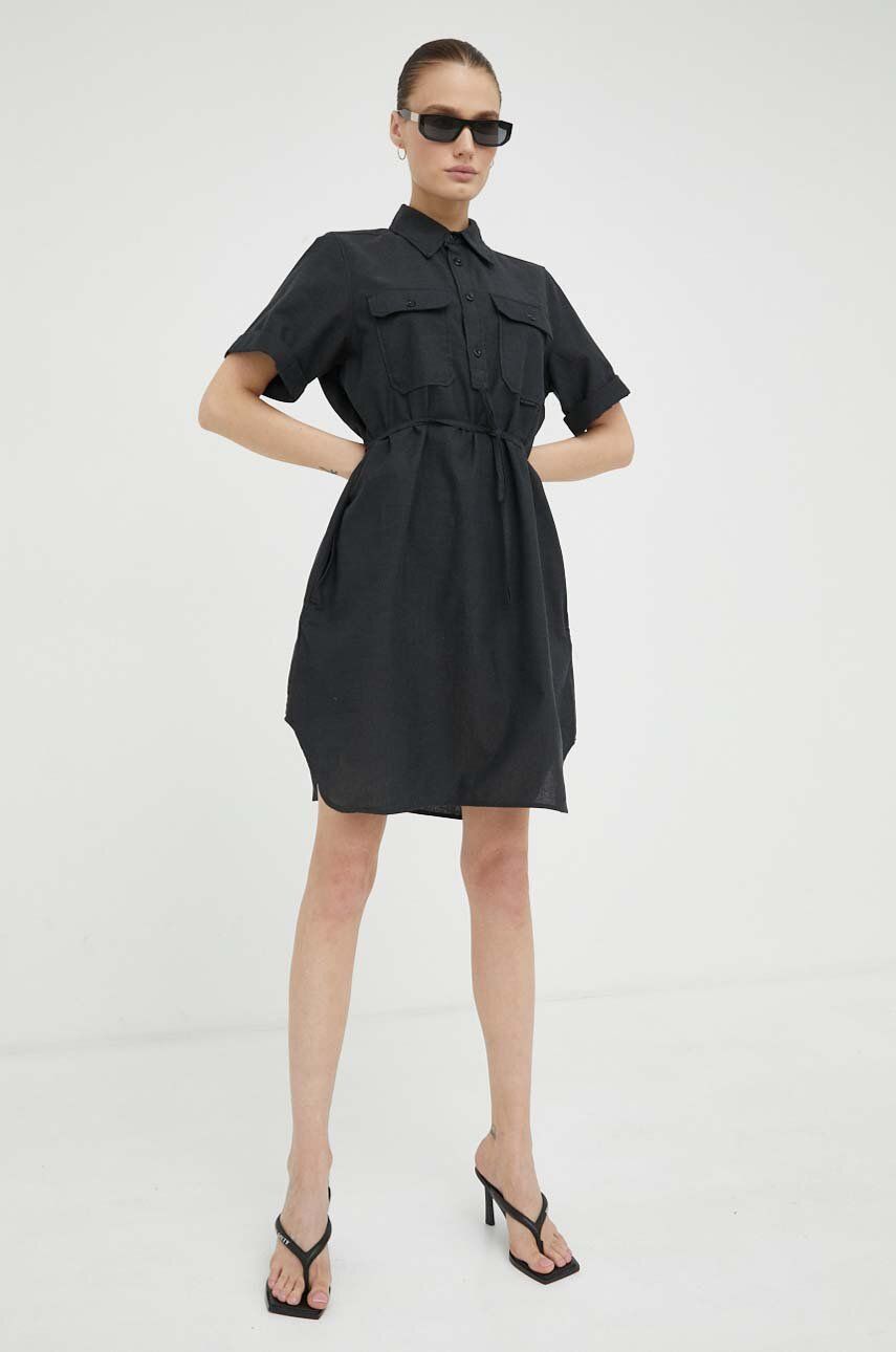 G-Star Raw rochie din amestec de in culoarea gri, mini, evazati