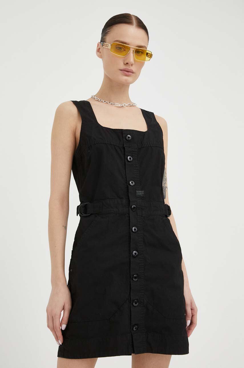Šaty G-Star Raw černá barva, mini - černá -  Materiál č. 1: 70 % Bavlna