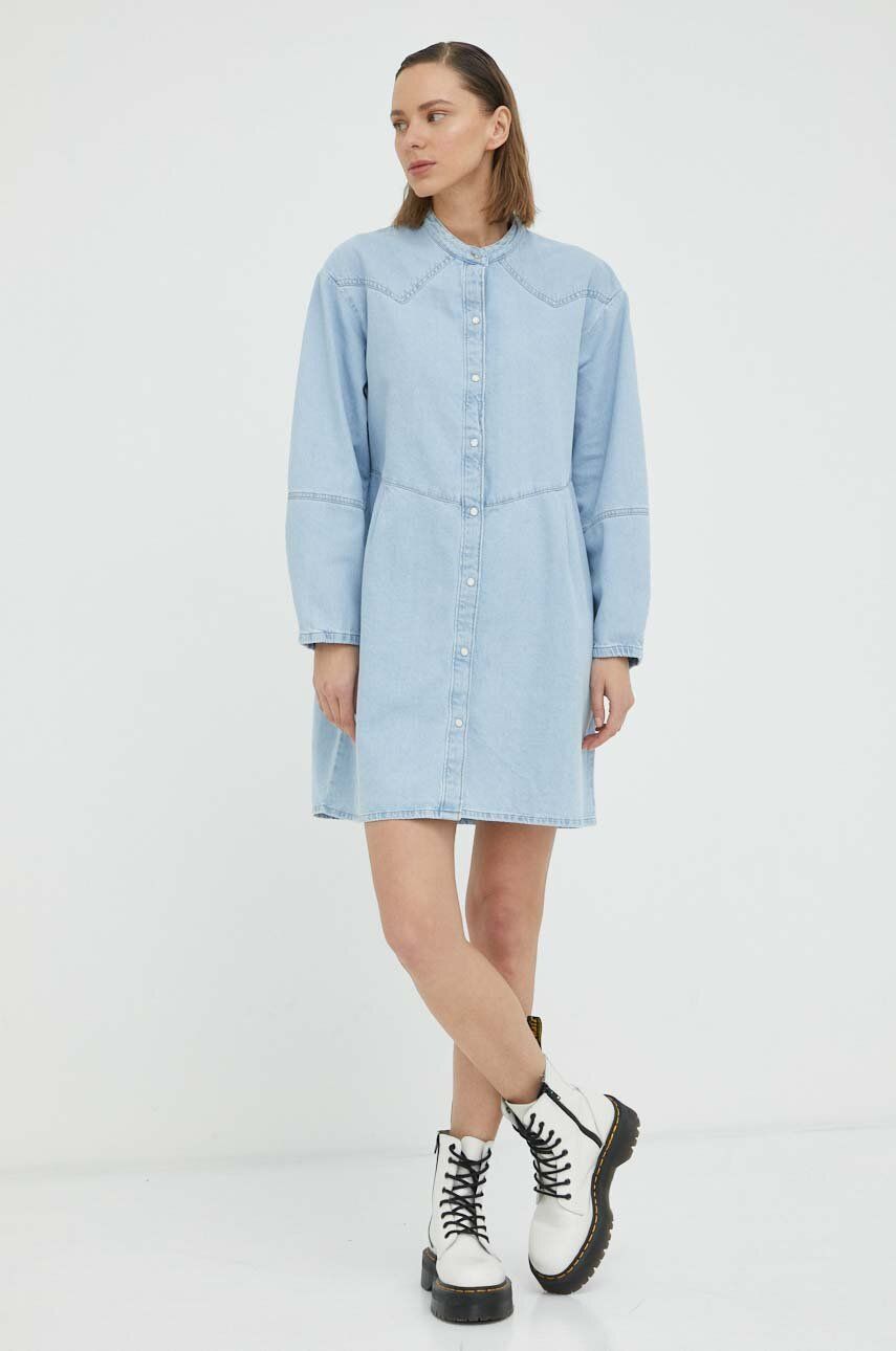 Džínové šaty Wrangler mini - modrá -  100 % Bavlna