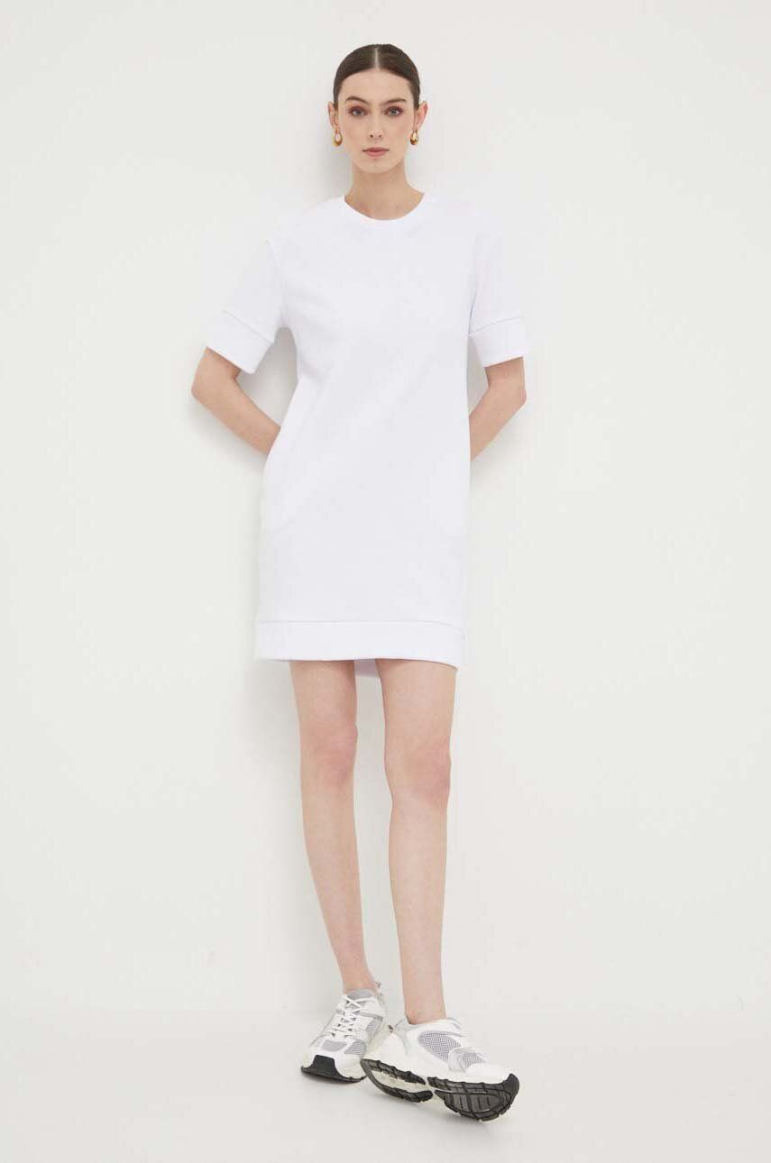 Armani Exchange rochie culoarea alb, mini, drept