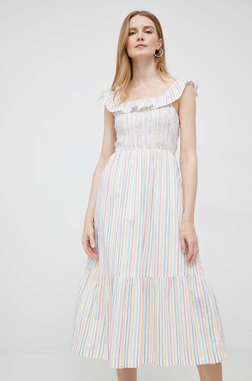 Bavlněné šaty GAP midi - vícebarevná -  100 % Bavlna
