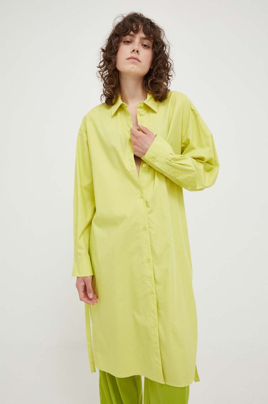 Šaty Samsoe Samsoe zelená barva, mini, oversize - zelená -  50 % Bavlna